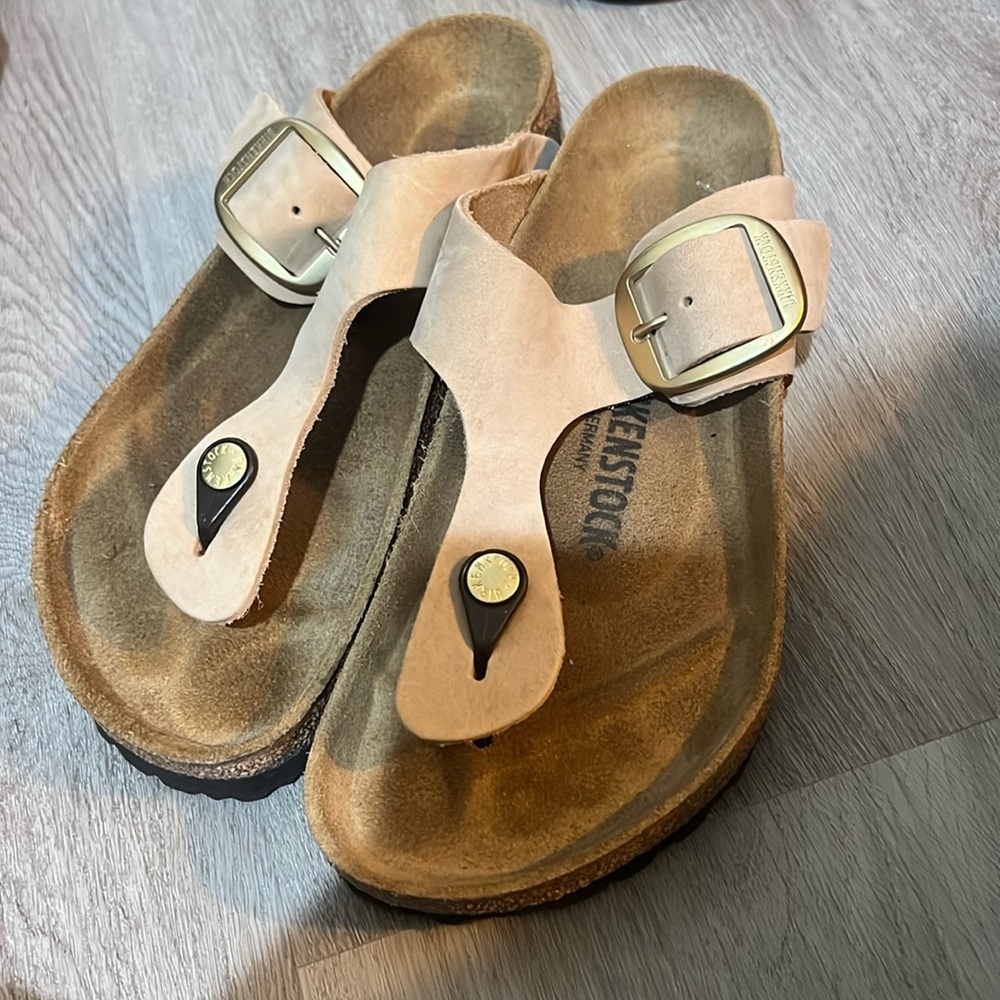 Birkenstock New w/o Box Gizeh Big Buckle Sandcastle Nubuck Leather